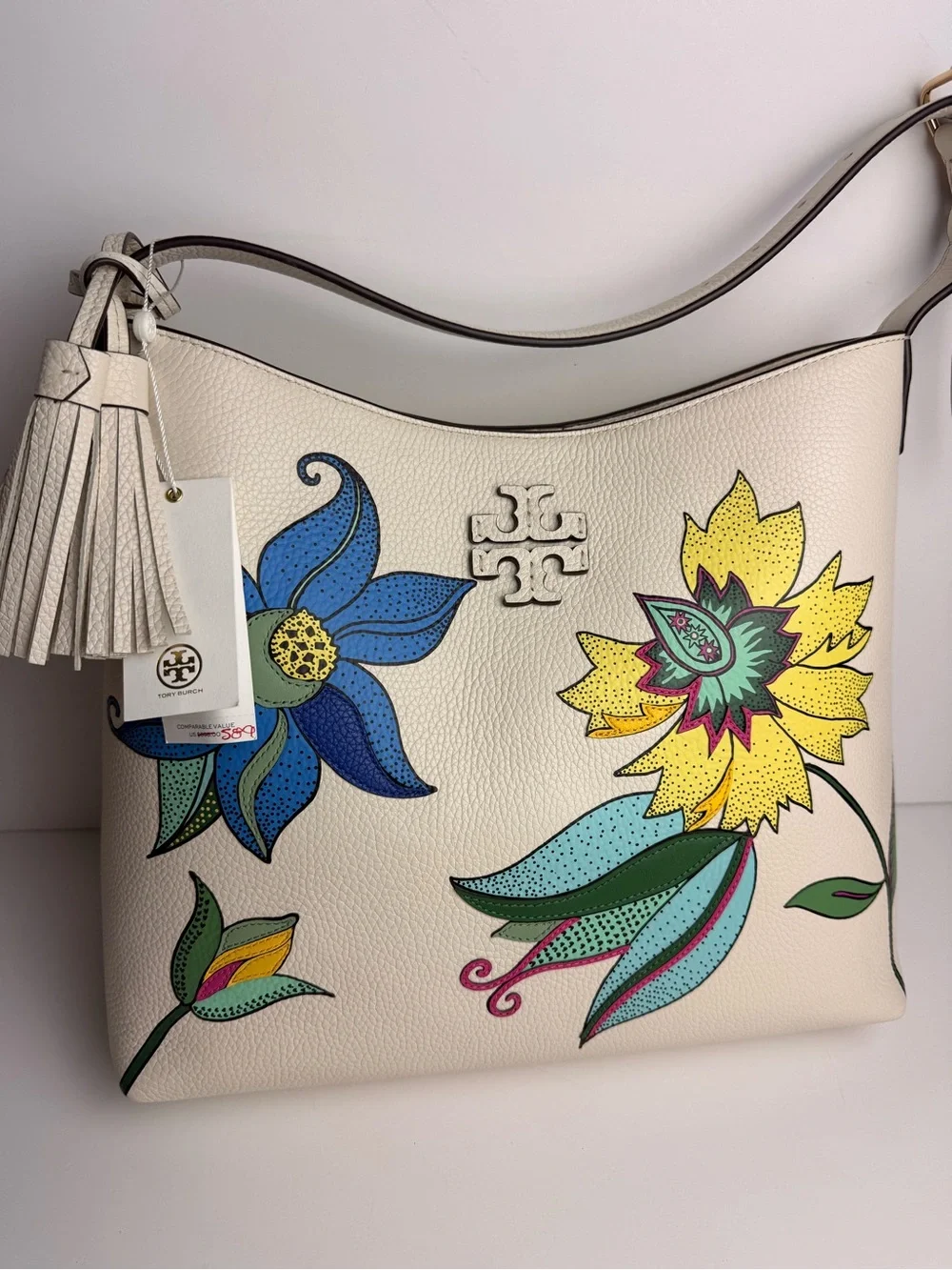 Tory Burch Thea Appliqué Hobo Bag – New Ivory / Love Floral